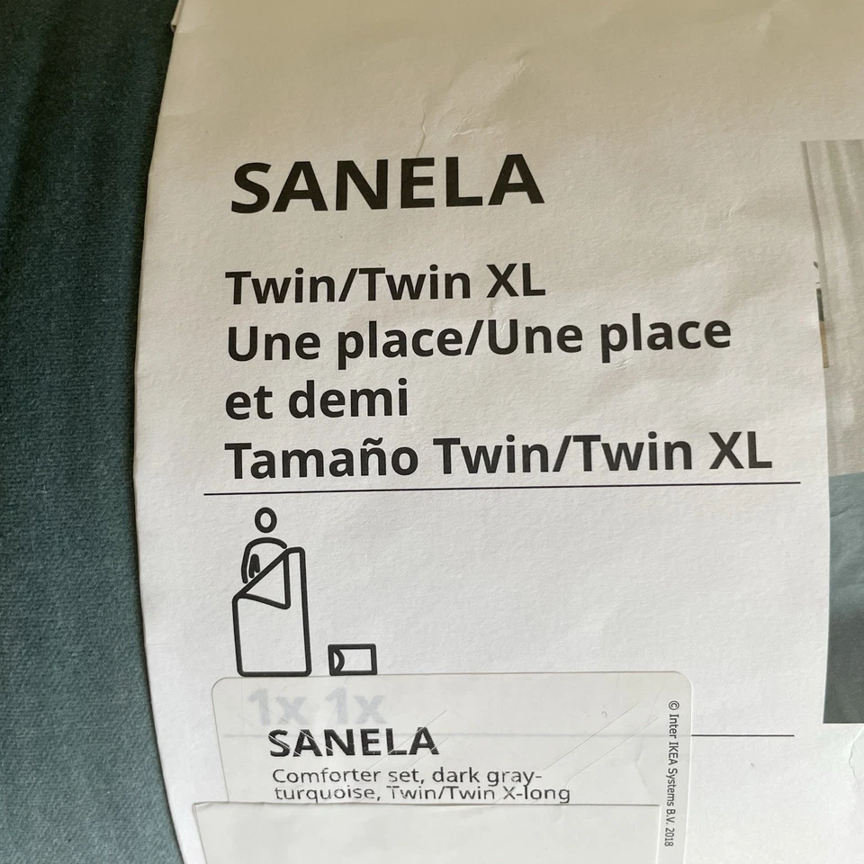 IKEA SANELA Twin Twin XL Comforter Set Turquoise Soft Velvet Cotton Easy Care - Image 3 of 4