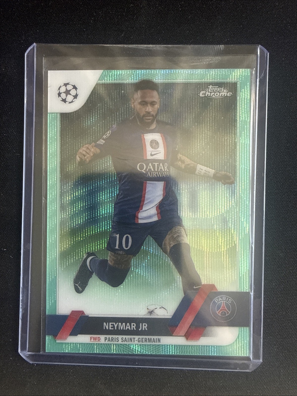 2022-23 Topps Chrome Neymar Jr PSG Green Refractor /199 #10 UEFA view 1