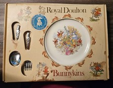 1984 Royal Doulton Bunnykins Child's Plate, Spoon, Fork Set -Jubilee 1934-1984