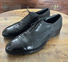 Vintage Johnston & Murphy Aristocraft Smooth Black Leather Wingtip Oxfords 11C