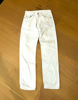Levi's 501 Series White Slim Denim Jeans, Mid Rise 5-Pocket Button Fly