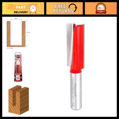 3/4'' Double Flute Straight Router Bit, 1/2'' Shank, 1-1/2'' Carbide Height, Woodwo