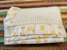 Vintage Chatham Baby Crib Blanket Nylon Trim Zoo Print 60 x 43 USA Polyester