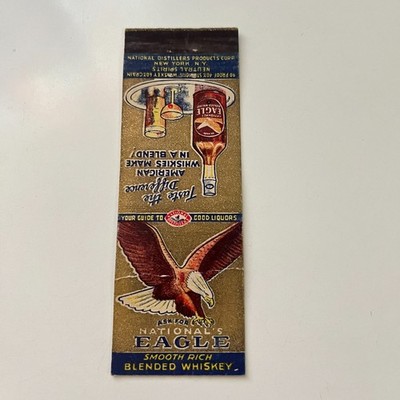 National's Eagle Smooth Rich Blended Whiskey Vintage Matchbook Cover TMB87-4