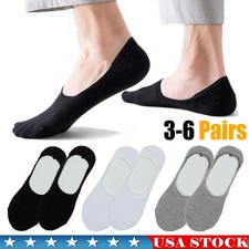 3-6 Pairs Men's No Show Socks, Low Cut Ankle Short Casual Cotton Socks Non Slip