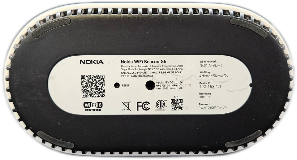 Nokia Wifi Beacon G6 Wireless Smart Mesh Network Router White 2500sqft ...