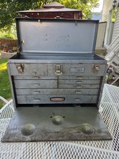 1960s Craftsman Crown Logo 7 Drawer Blue Machinists Tool Chest W 2 Keys.