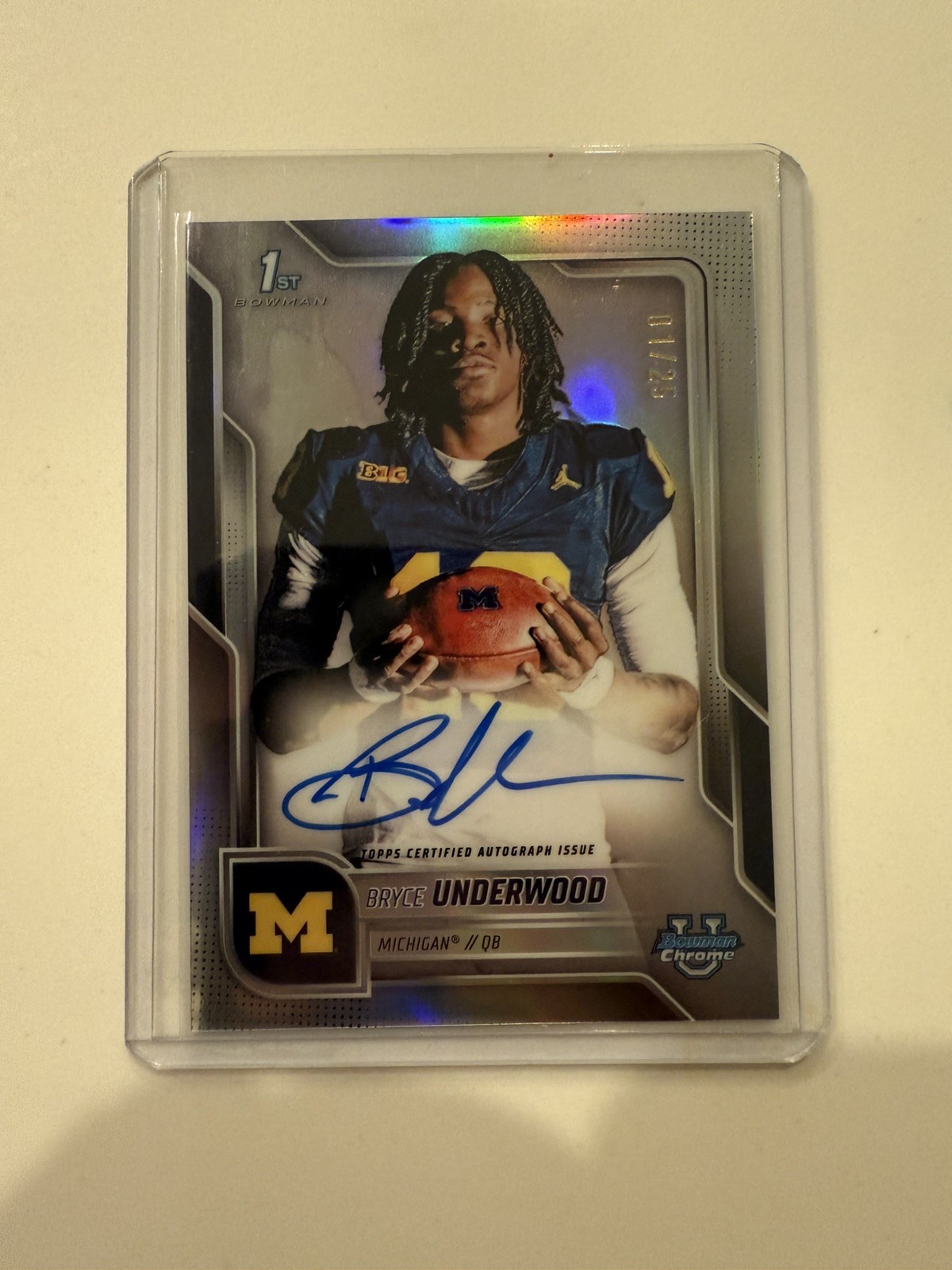 2025 Bowman Chrome U University Football Variation Auto Bryce Underwood #/25