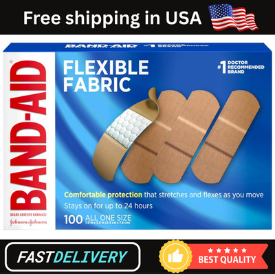 100 Band-Aid Flexible Fabric Adhesive Bandages Wound Cut First Aid All One Size