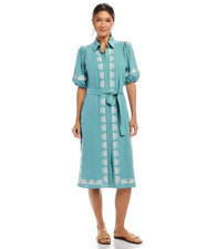 NEW KAREN KANE BLUE LINEN  MIDI SHIRT DRESS SIZE XL $218