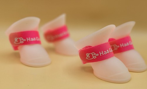 Ha Guai Guai Waterproof Silicone Dog Shoes MEDIUM, Paw Protector, Light Pink NEW - Picture 3 of 9