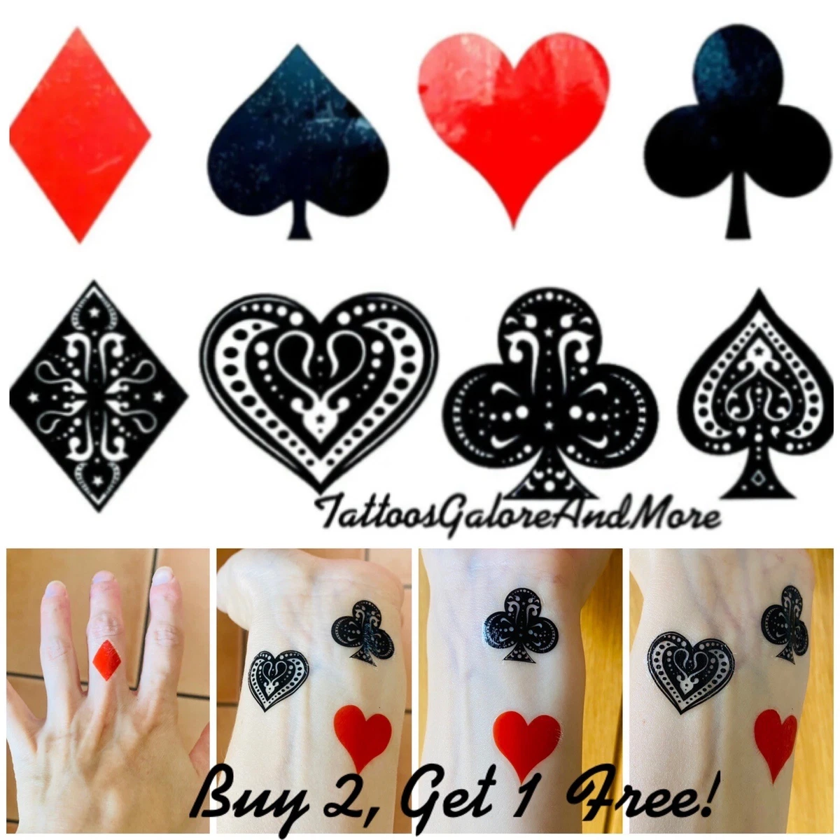 MINI CARD SYMBOL TEMPORARY TATTOO, ACE OF SPACES, FACE TATTOO, CLUB, JOKER  | eBay