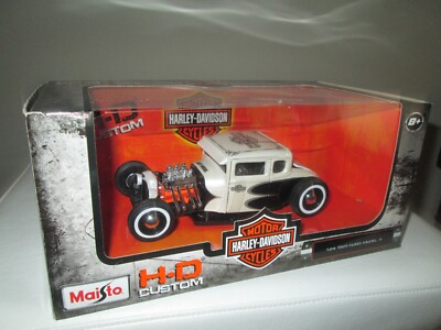 1 : 24 Ford Model A 1929 Hot Rod  Harley Davidson  H-D Custom   Maisto