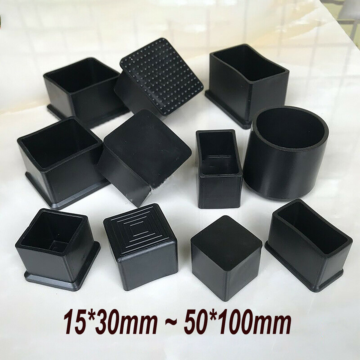 Tapa rectangular de PVC/goma con extremo negro, tapas tubo tubo tapa cubierta 4 ~ 12 piezas/juego