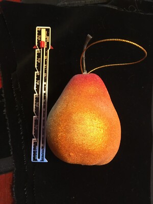 Vintage Sparkly Sugar Coated Pear  Ornaments, gold hang loop-set of two