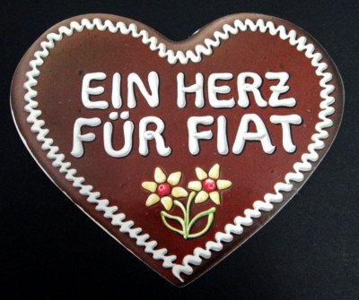Werbe-Aufkleber Ein Herz für Fiat Oldtimer 80er Lebkuchen-Herz
