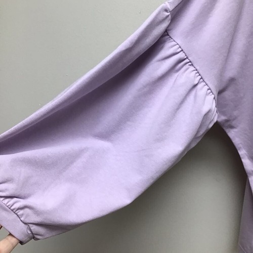 Madewell Womens Crop Crepe Drop Shoulder T-Shirt Purple Oversize Crew Neck M New - Picture 2 of 9