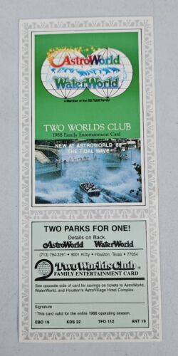 SELTEN 1988 Six Flags Astroworld Gutschein 1. Jahr Gezeitenwelle verstorben Vergnügungspark - Bild 1 von 3