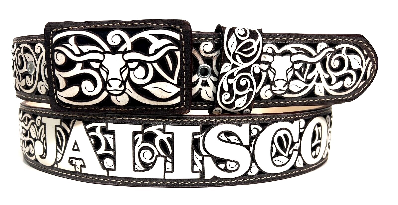 MEN'S JALISCO WESTERN LEATHER BELT COWBOY RODEO BELT. CINTO VAQUERO JALISCO