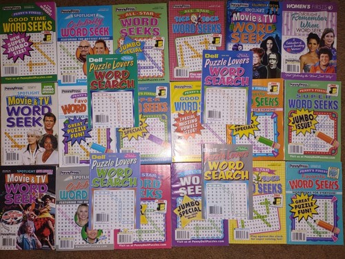 Lot of 4 new dell penny press word search puzzle books word seeks 