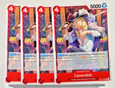 OP01-008 Cavendish (C) Romance Dawn One Piece CCG x4 Playset