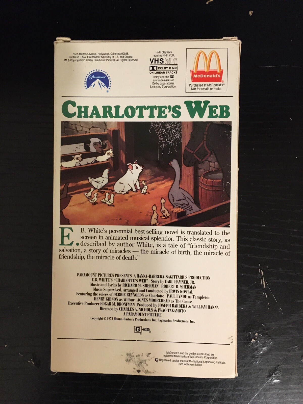 VHS Charlotte's Web McDonald's (1993) Paramount Tested | eBay