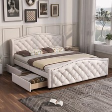 Polsterbett 140x200cm Doppelbett mit Lattenrost  Schubladen Jugendbett Gästebett