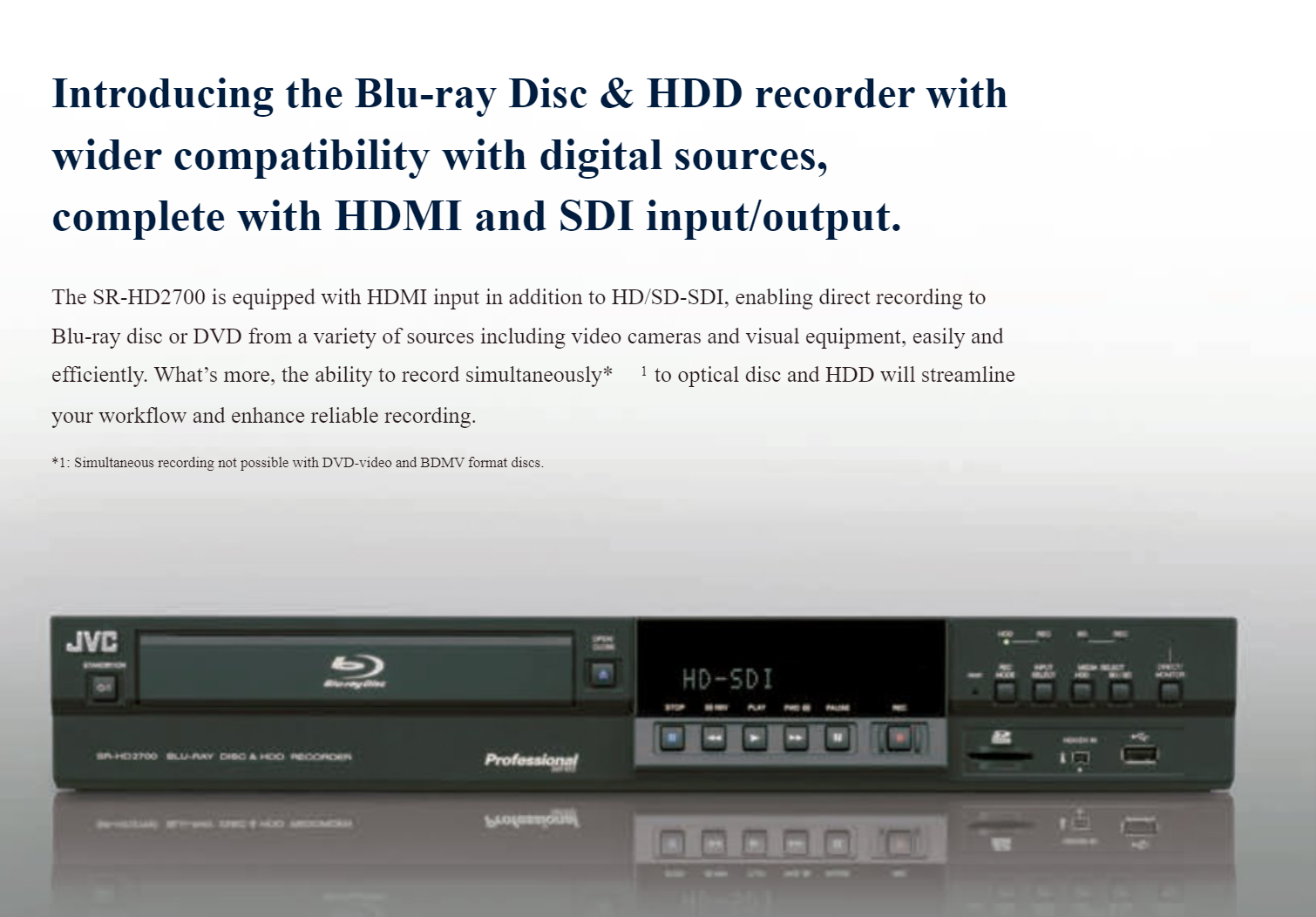 JVC Srhd2700u Bluray Disc & HDD Recorder for sale online eBay