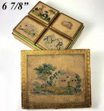 RARE 18th Century French Game, Confectioner, Chocolatier's Box, Silk Embroidery