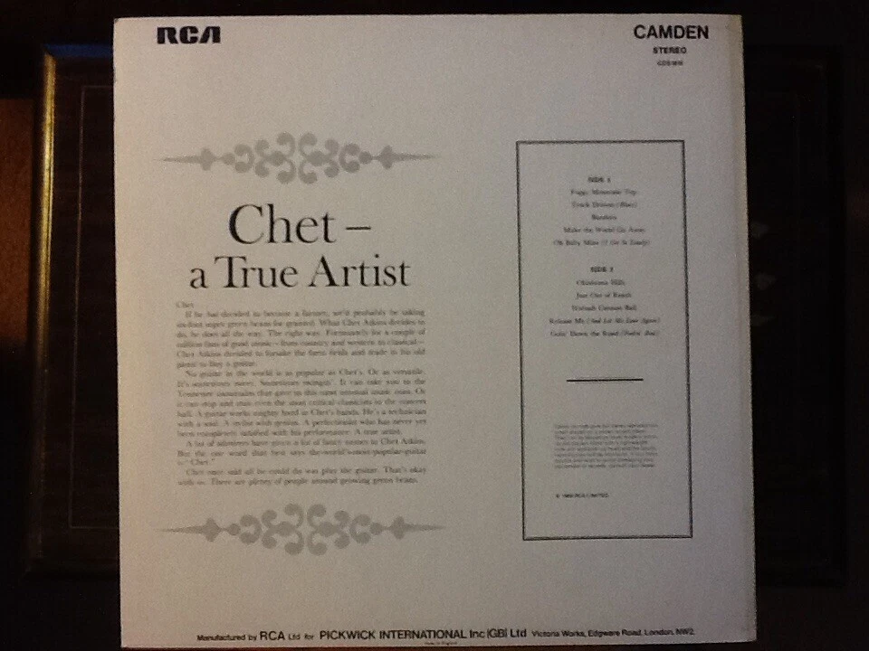 Chet Atkins - Chet LP Vinyl -  RCA Camden – CDS 1014 - 1969 - Image 2 of 4