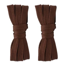 2pair Double Layers Flat Shoelaces Brown for Sneakers Boots 24 36 45 54 63 Inch