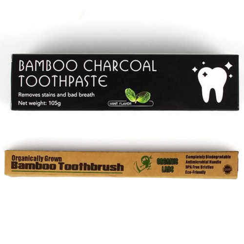 Bamboo Charcoal Toothpaste FREE Organic Bamboo Toothbrush Tooth Stain Remover  - Photo 1 sur 5