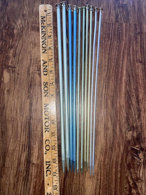 HERO BATES: 5-Pair Aluminum Sweater Knitting Needles Set - 14" Single Point