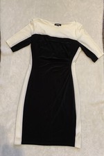 Ladies Chaps Black & White Dress 3/4 Sleeves Slimming Look Pencil Dress