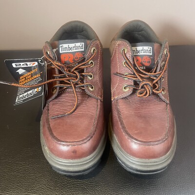 Timberland  Pro Safety Toe  Unisex Work Brown Shoes Sz Men 7.5, Wo's 9.5 W