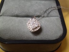 Sterling Silver 925 Ladies Link Necklace w/29 Diamond Pendant   1.6 grams