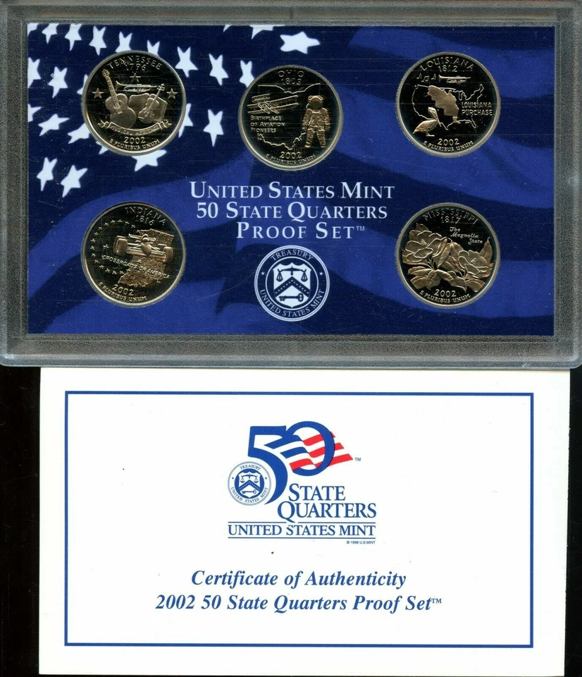 2002-S US Proof State Quarter Mint Set 5 Coins CN CLAD 20uwh0720 - Image 2 of 3