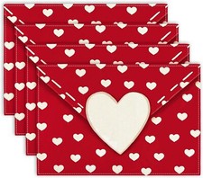 Valentine'S Day Placemats Red Love Heart Envelope Table Mats 12 X 18 Inch Kitche