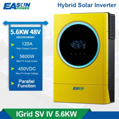 Easun 5600W Hybrid Wechselrichter 48V Parallel MPPT 120A Reine Sinus Ladegerät