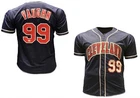 Charlie Sheen Autographed Cleveland Vaughn Navy blue Baseball Jersey (JSA)