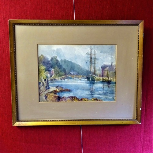 Looe Harbour Cornwall England original watercolour framed painting wall art - Picture 1 of 6