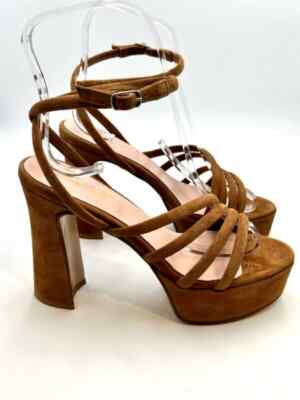 Sandale Anna F Wildleder Leder Absatz 12 cm Plateau 4 cm Art. 3699