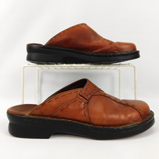 Clarks Bendables Brown Leather Clog Slip-On Womens Sz 10M Made in Brazil
