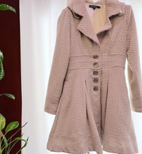 Love Stitch Cream/gold Textured Paddington Coat Large Wool