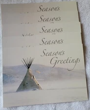 5 LEANIN TREE TEEPEE Christmas Cards W/Envelopes 6.75x4.5"