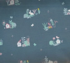 Dear Stella Riviera blue woodland bunnies Frolic animals fabric CUTE