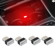 4PCS USB LED Car Interior Atmosphere Light Kit, Plug-in USB Night L Color: Red