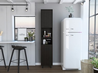 Sheffield 2-Door Pantry Cabinet, with Two 2-Cabinet Spaces and Two Open Shelve