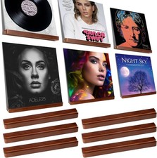 6 Pack Solid Wood Vinyl Record Wall Mount Shelves Walnut 12 Inch Vinyl Holder...