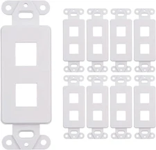 2 Port Decora Wall Plate Keystone Insert, 2 Gang Jack White WallPlate (10 Pack)
